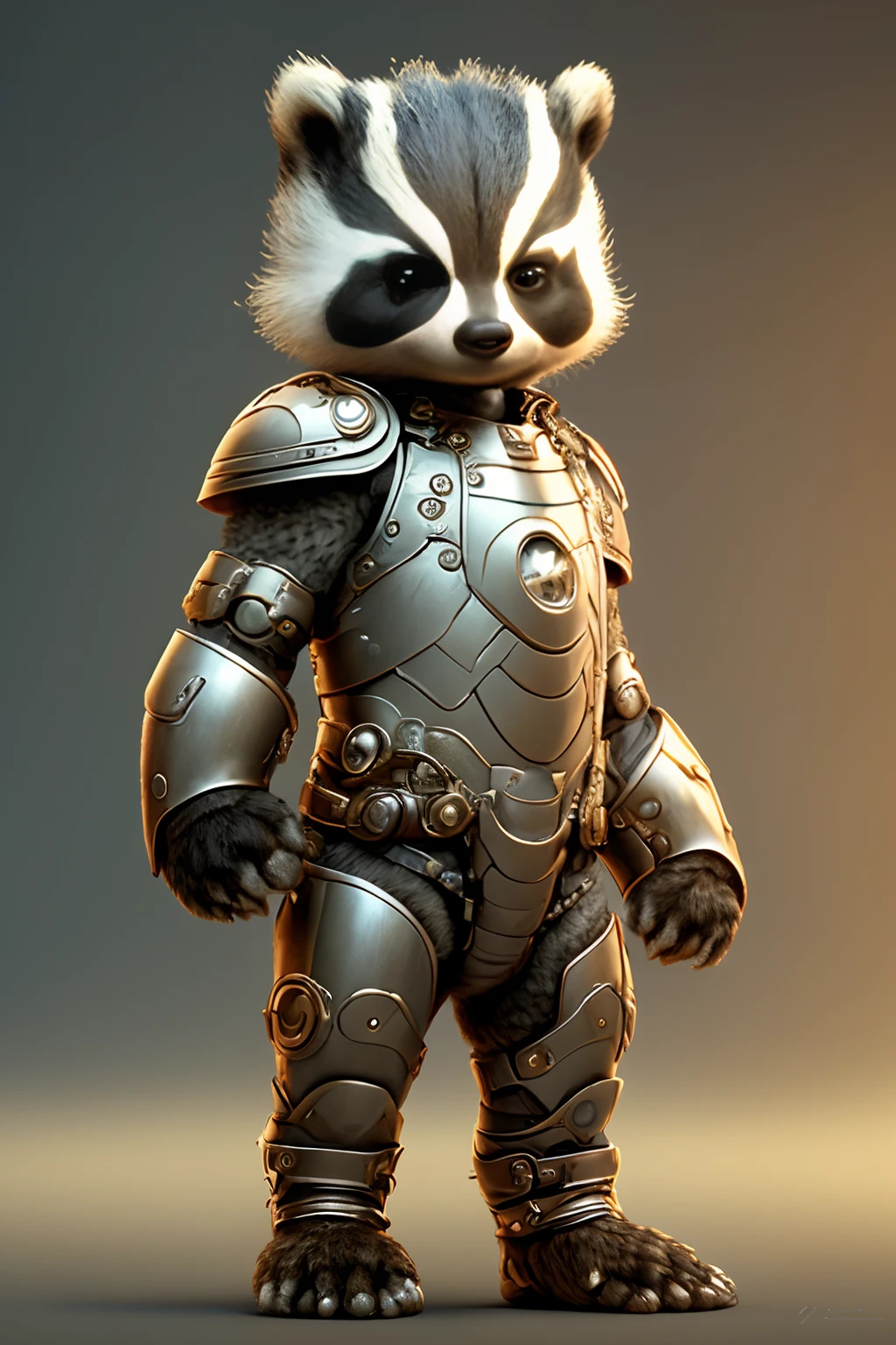 (Badger), (Animal anthropomorphism), (Human body), (close-up), (Full body), (Suit), (Male human Knight)), four-headed body, HD, sexy, beautiful, ((((Fantasy games)))), Design, 3D rendering, detailed eyes, 4k, digital Art, Realistic, Miniaturized, Movie Lighting, Detailed Face, Character Design, Complex high detail, sharp focus, dramatic, realistic art