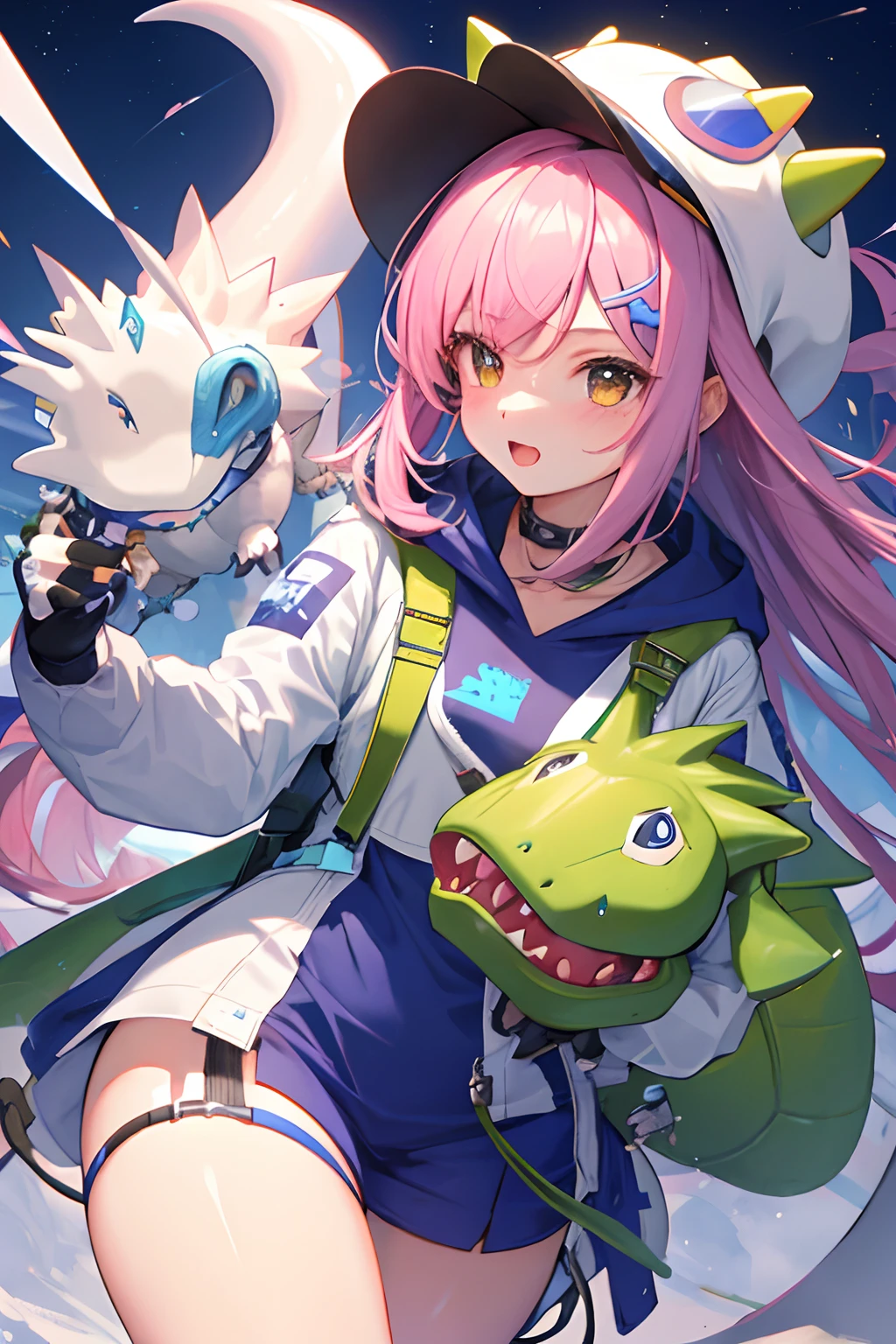 APEX ,A cute sister who carries a device that generates electricity and has a cute dinosaur as a pet