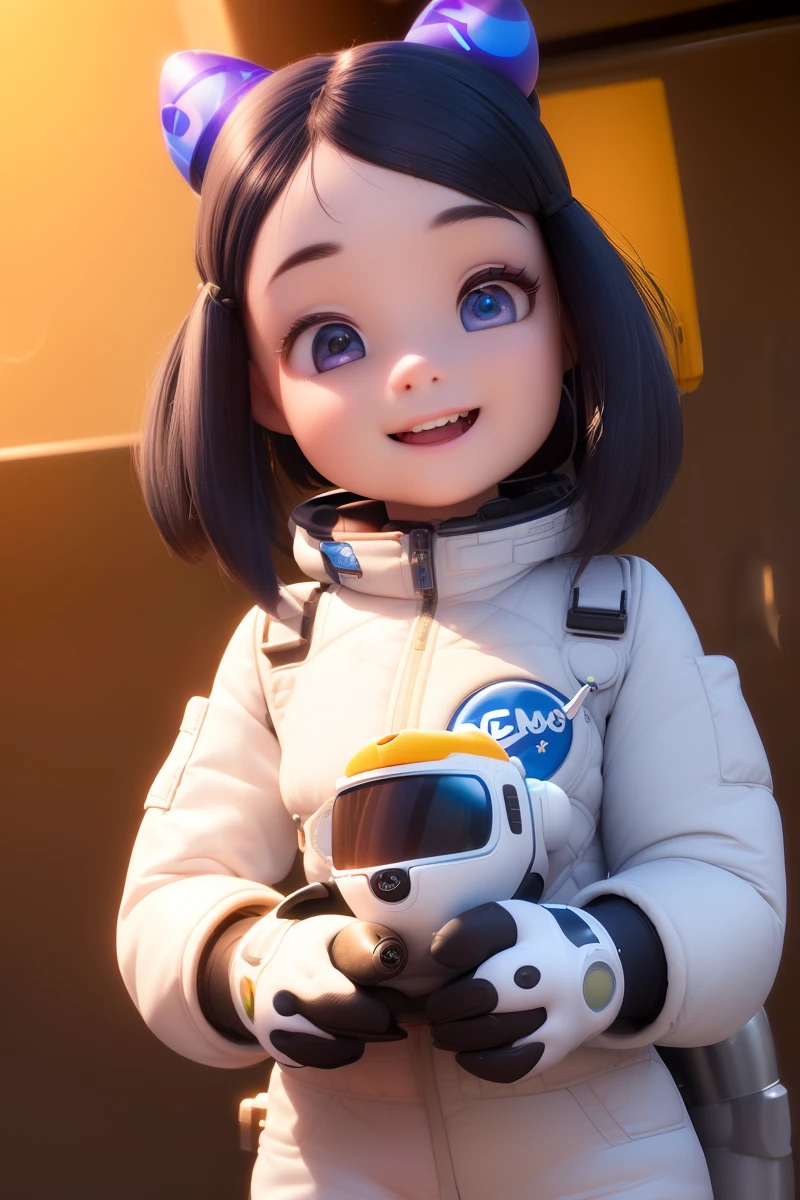 (1 ***********), avatar, happy, front, soft light, multi detail, Pixar style, 3D model, ip, clean background, spacesuit, fashionable toy, cute, Q version, clay material, (popmart blind box), Dreamscene, enhancement, 3D rendering, Uitra HD