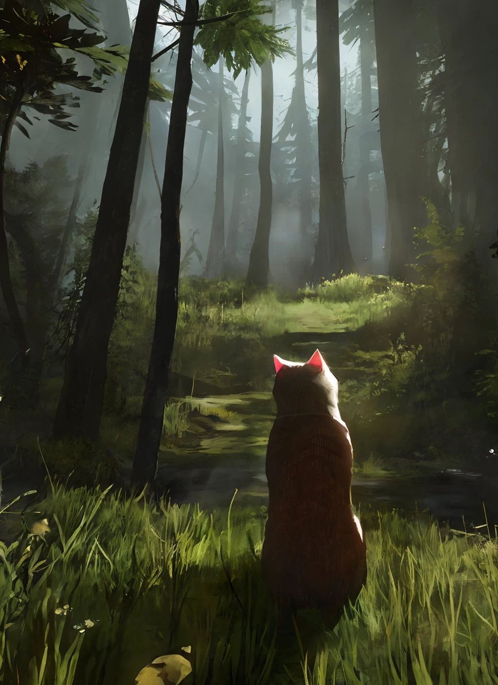 Far cry, Cry engine, Forest, realism，no people, no human, cat, A cat in armor(5)，cat happy, Dark Souls