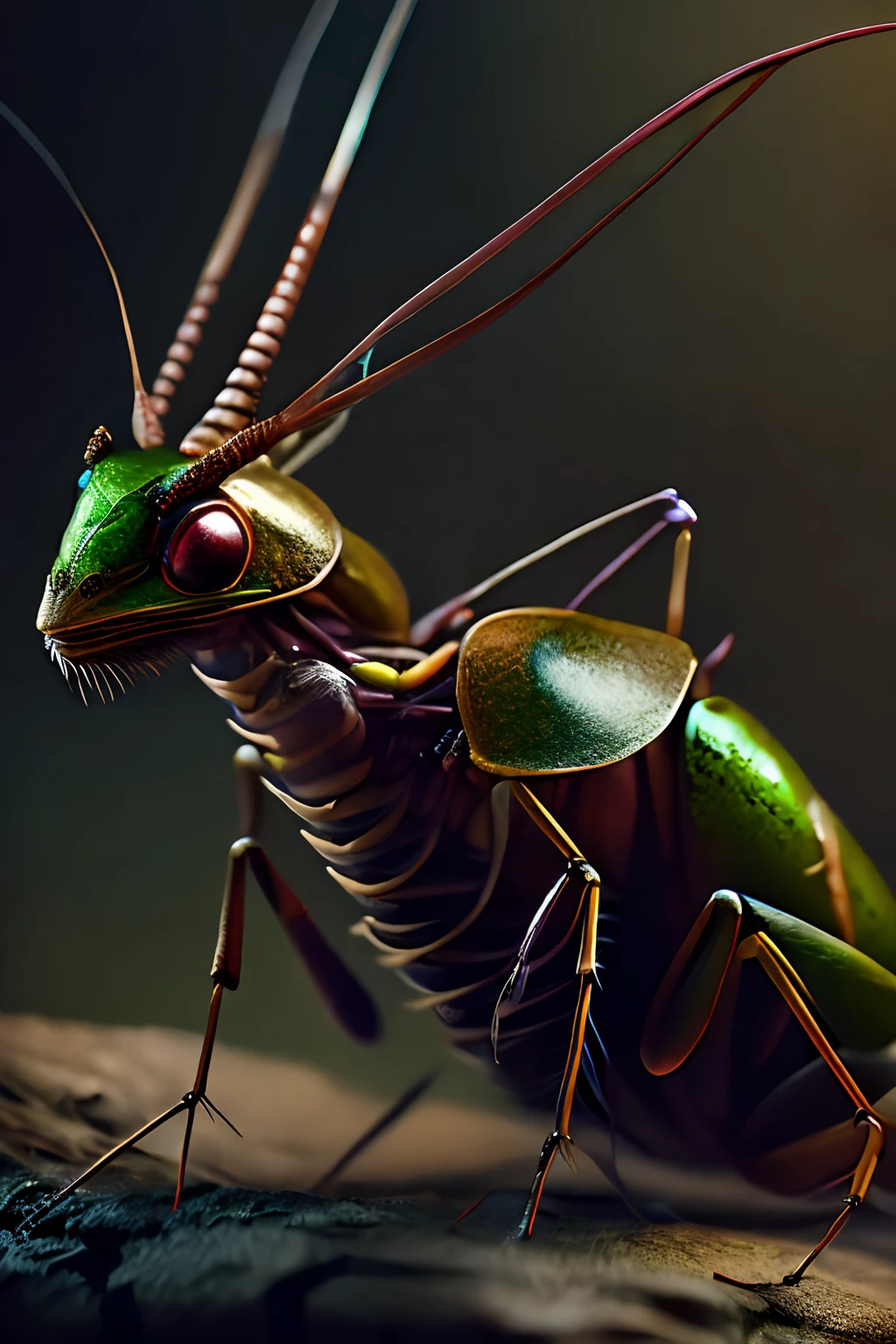 Underground, ants fighting, close-up, both sides swords drawn angry Zhang, next to the praying mantis, lizards watching the battle, the war is imminent, STY_SCG_Portrait512 award winning, masterpiece, 4k 8k uhd copyright