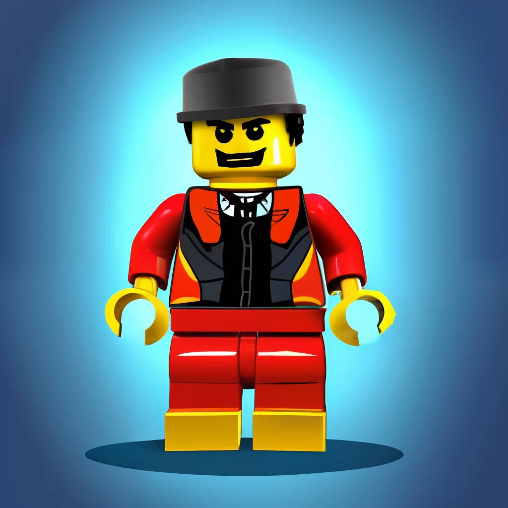 #design #Roblox #Lego studs #character icon #blocky character #gun in hand #glowing effect #cool character design #handsome action #defeated small blocks in background