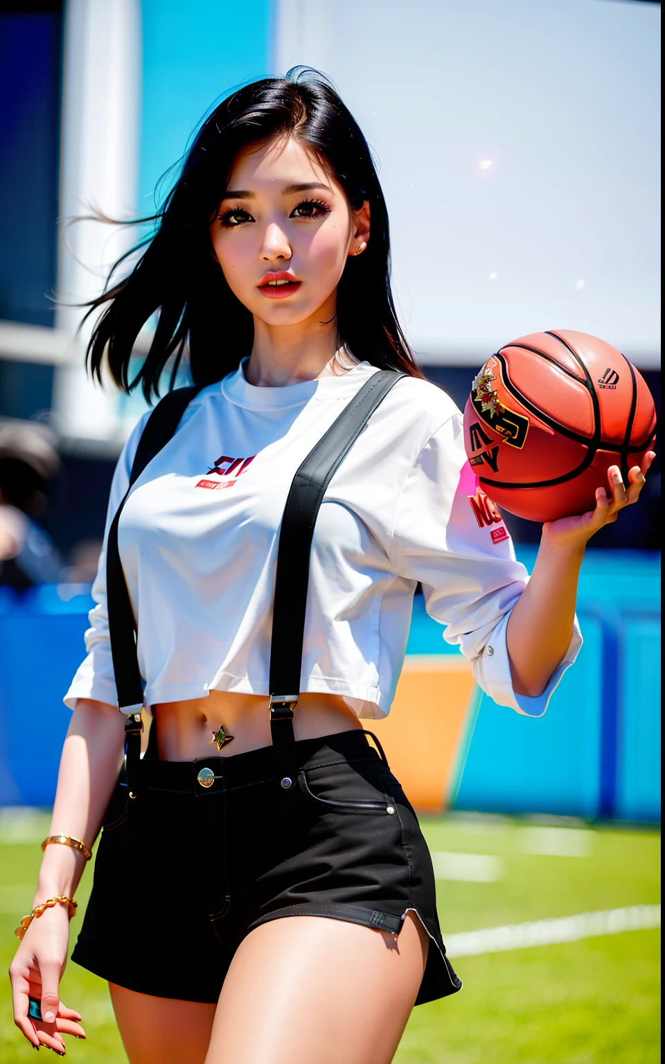best quality, masterpiece, (realistic:1.2), 1 girl, Asian face, black middle part, suspenders, playing basketball, dancing, female, good figure, KUN face, star,, 4k, 8k, Bokeh like “https://gimg2.baidu.com/image_search/src=http%3A%2F%2Fsafe-img.xhscdn.com%2Fbw1%2F3458eb1c-32e3-4957-b032-dd62216d19ec%3FimageView2%2F2%2Fw%2F1080%2Fformat%2Fjpg&refer=http%3A%2F%2Fsafe-img.xhscdn.com&app=2002&size=f9999,10000&q=a80&n=0&g=0n&fmt=auto?sec=1682324295&t=beca873d5afdfb722e0123c7abbb459b”