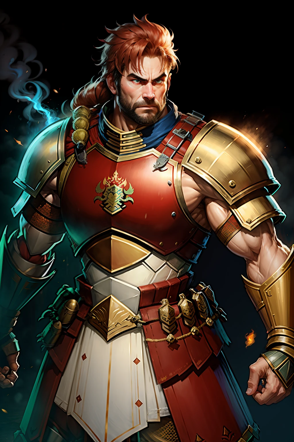 Highly exaggerated battle sprints, flattering camera descriptions, lightly armored warriors, manly male characters