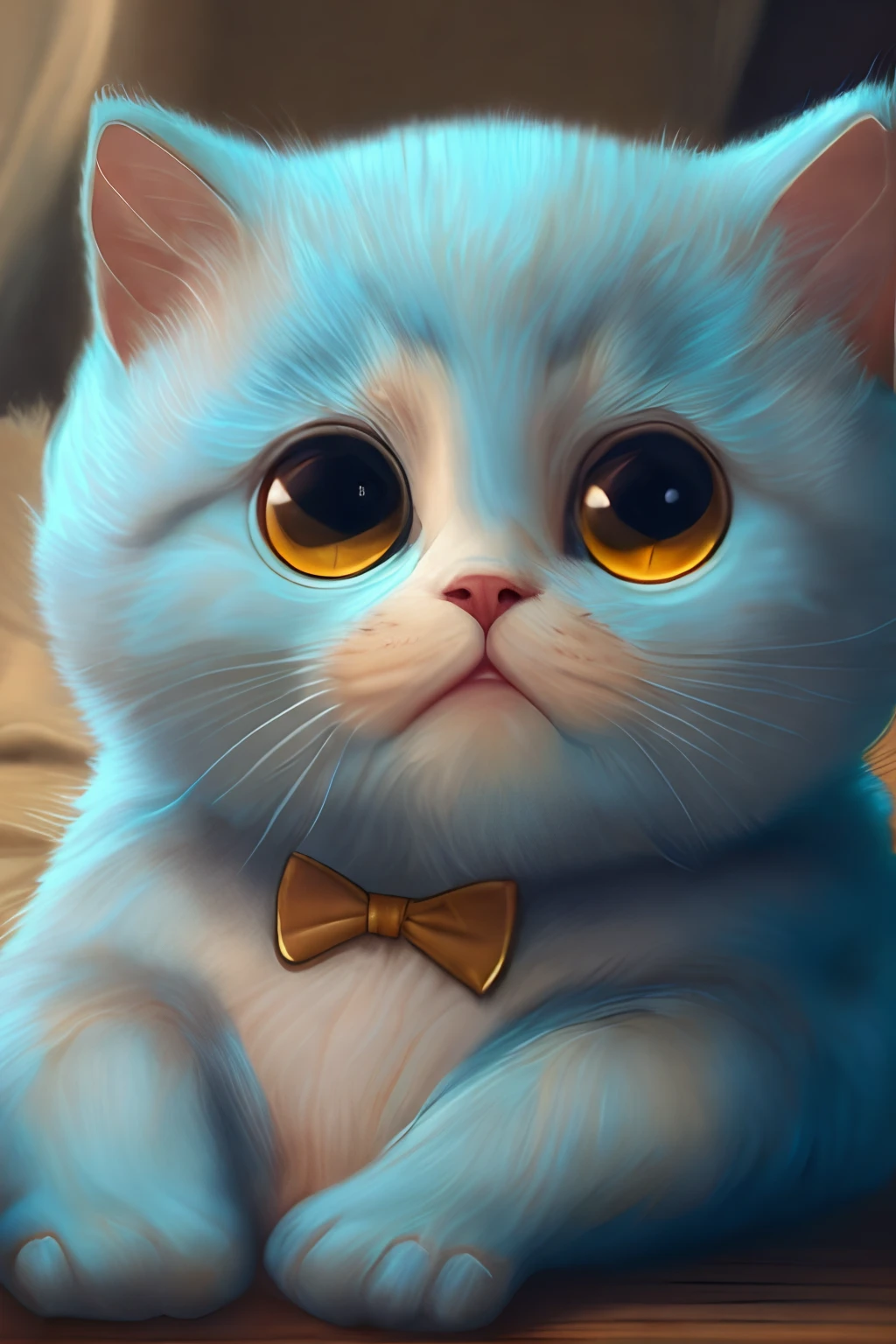 best quality, masterpiece, baby blue cat, happy, relax, brown eyes, 4k 8k 