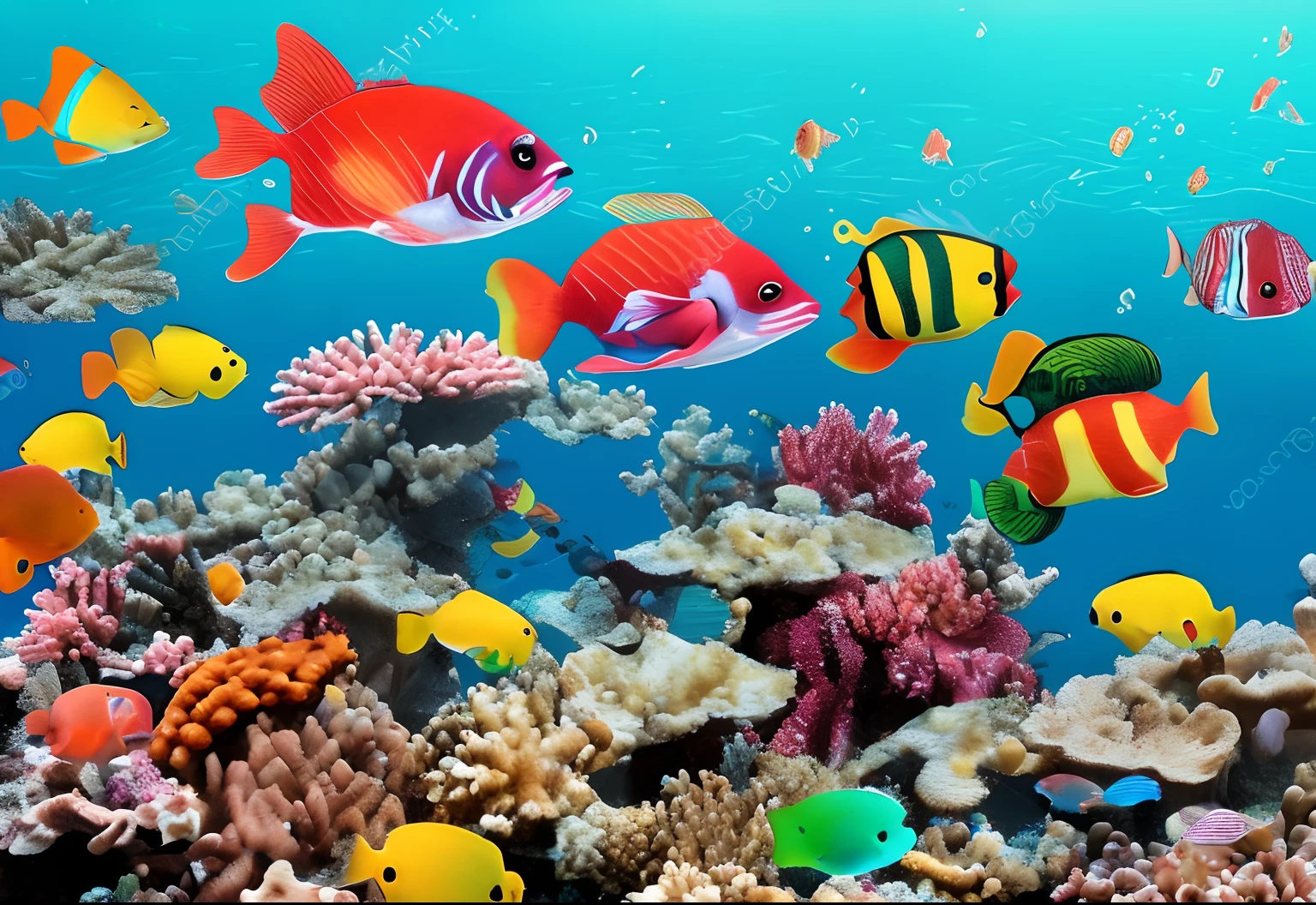 underwater, fishes, coral, colorful