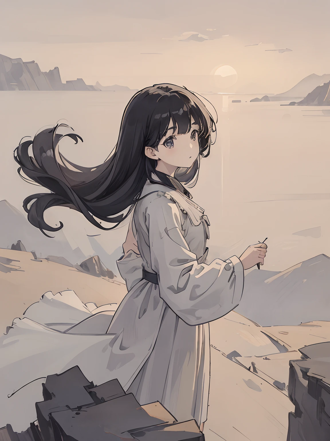 (masterpiece), (best quality), (high resolution),dutch angle,hyper detailed, solo, girl,detailed_background, landscape,The girl in the photo is standing on a rocky cliff overlooking a vast and stunning landscape.
She appears to be lost in thought, with her hair blowing gently in the wind.
Her outfit is simple yet elegant, perhaps a flowing dress or a sleek jumpsuit.
The background features a breathtaking vista, with rolling hills, majestic mountains, and a clear blue sky.
The light in the photo is warm and golden, casting long shadows across the landscape and creating a sense of depth and texture.
The dutch angle adds an interesting and dynamic perspective, as if the viewer is seeing the scene from a slightly tilted or off-kilter point of view.
The level of detail in the photo is truly impressive, with every blade of grass, every rock formation, and every cloud rendered with hyper-realistic accuracy.
Despite the grandeur of the landscape, the focus of the photo remains squarely on the girl, who exudes a quiet strength and grace.
The high resolution of the image allows for a rich and immersive viewing experience, with every detail popping out in crisp clarity.
Overall, the photo is a true masterpiece of composition, lighting, and storytelling, conveying a sense of awe and wonder at the beauty of the natural world.