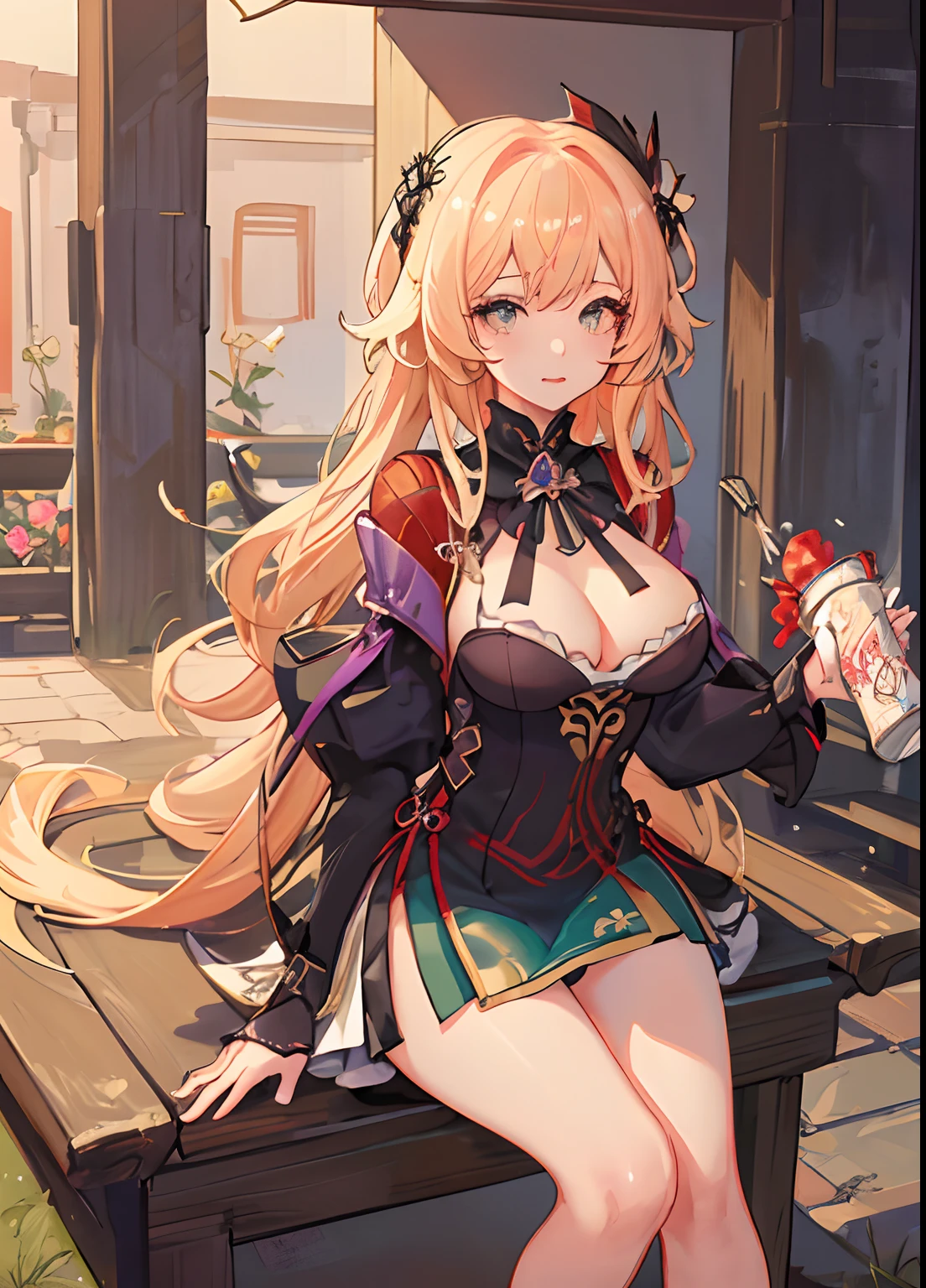 ((masterpiece, best quality)), (1girl), (solo), (female focus), genshin, (large breasts), 4k, 8k, milf