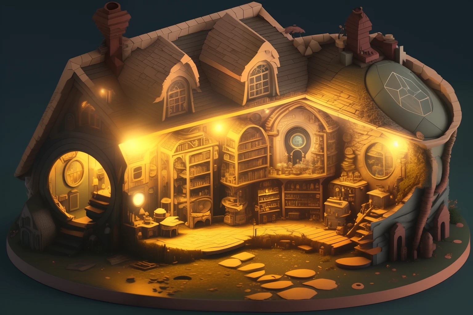 duskametrik hobbit house lord of the rings incredibly detailed background bokeh rim lighting duskametrik