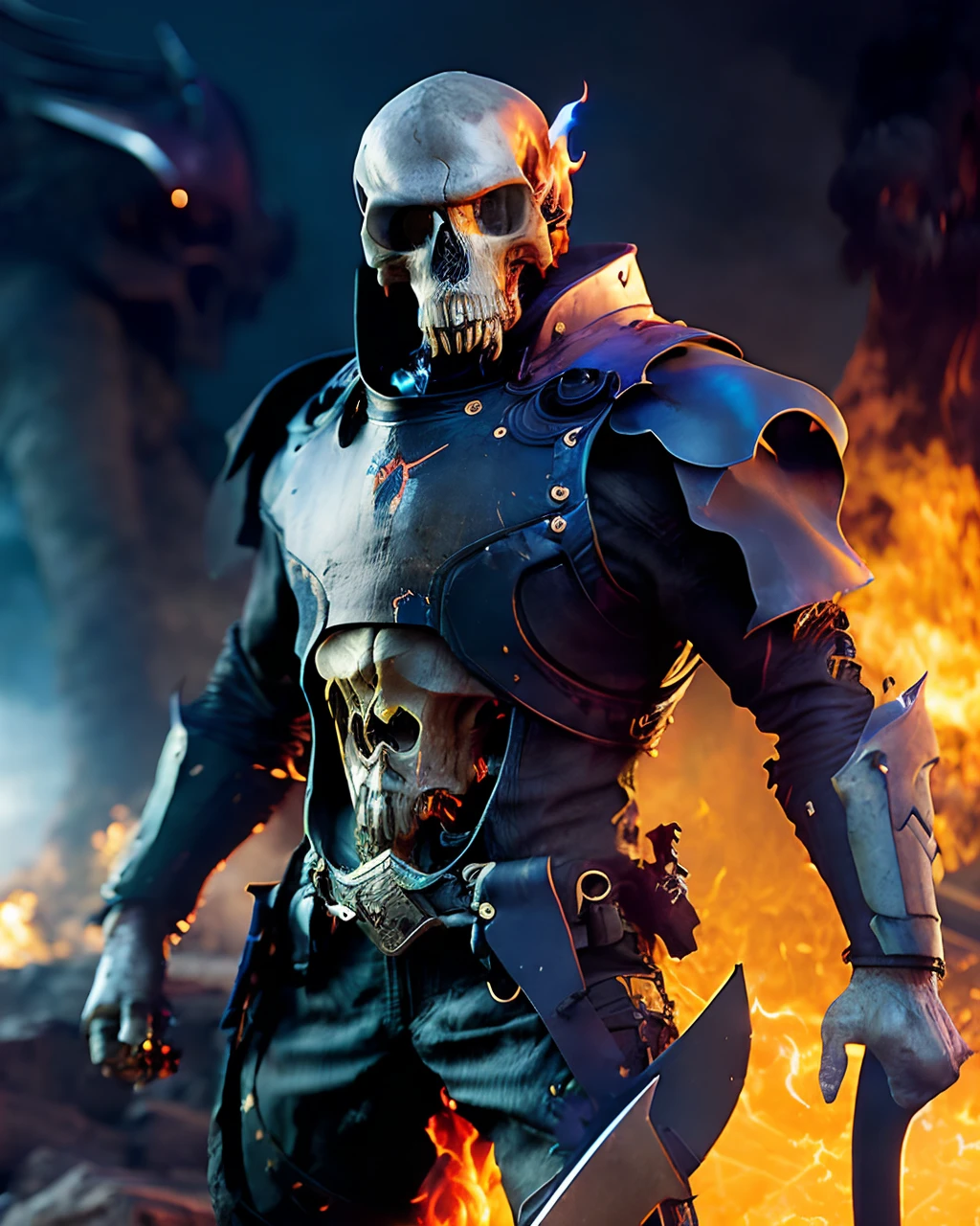 fking_scifi_v2,
80mm, f/1.8, dof, bokeh, depth of field,
((burning skull))
((shoulder spikes)), (full body), ((holding sickle)), ((blue fire)), (leather suit)

