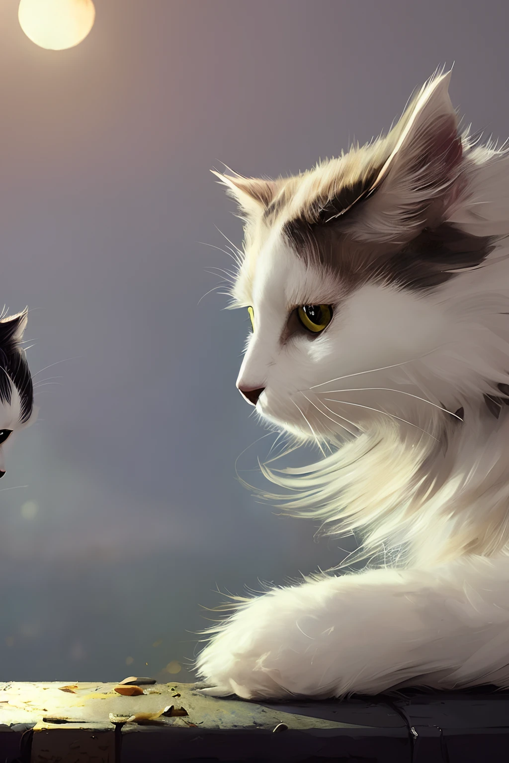 digital art in the style of greg rutkowski and craig mullins, 4k, intricate detail, cinematic, mlloctst cat, yellow eyes