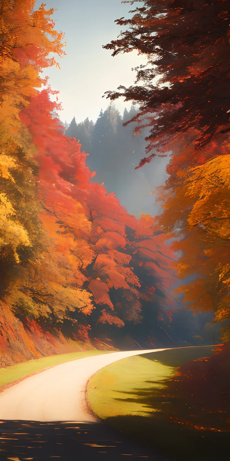masterpiece, best quality, high quality, extremely detailed CG unity 8k wallpaper,landscape with texture ,A place with lots of leaves on the ground and autumn colors,award winning photography, Bokeh, Depth of Field, HDR, bloom, Chromatic Aberration ,Photorealistic,extremely detailed, trending on artstation, trending on CGsociety, Intricate, High Detail, dramatic, art by midjourney