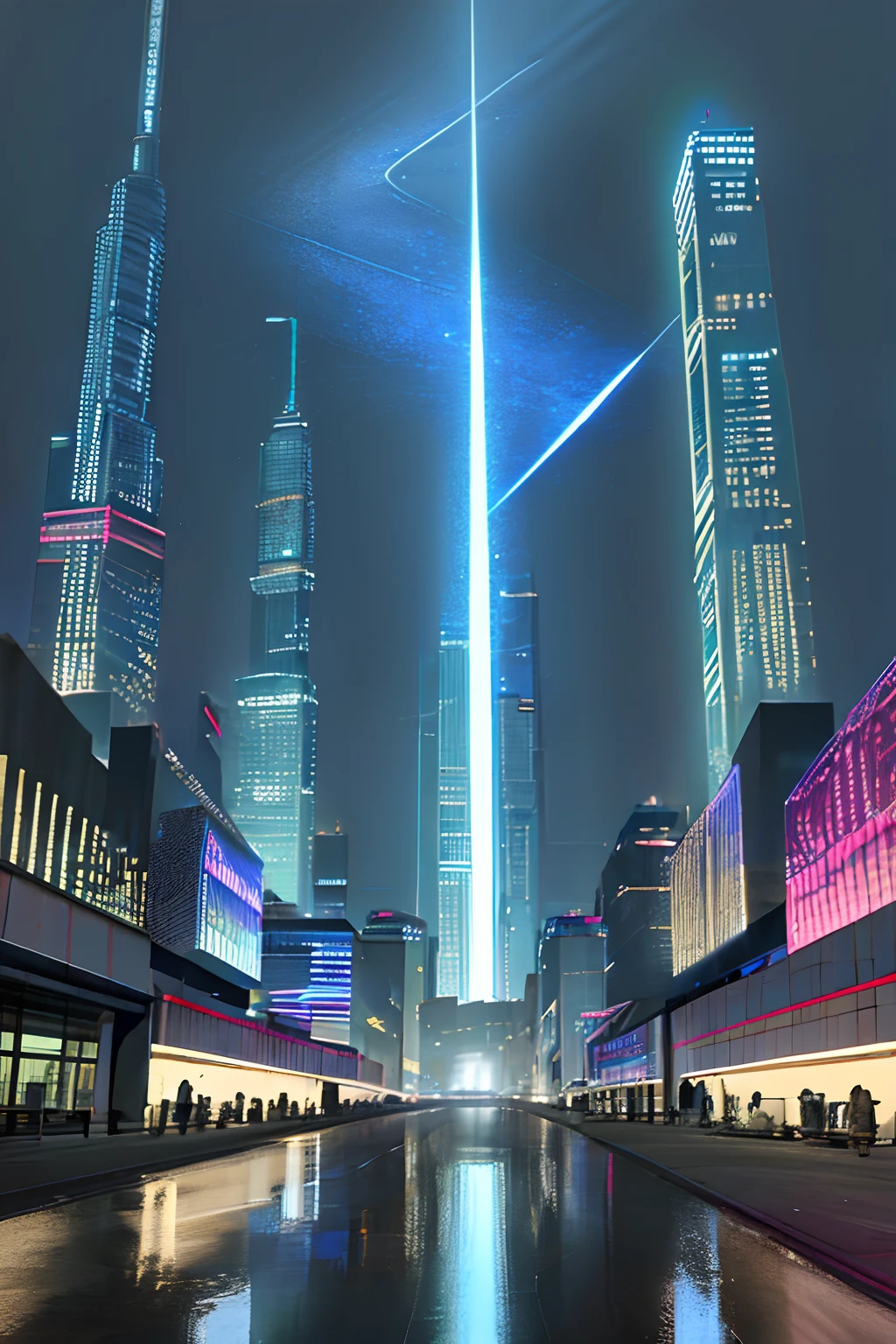 (masterpiece, best quality:1.1),city skyscrapers,night,neon lights,rain,4k,HDR,UhD,ultra realist,real life,scene design,space reflection