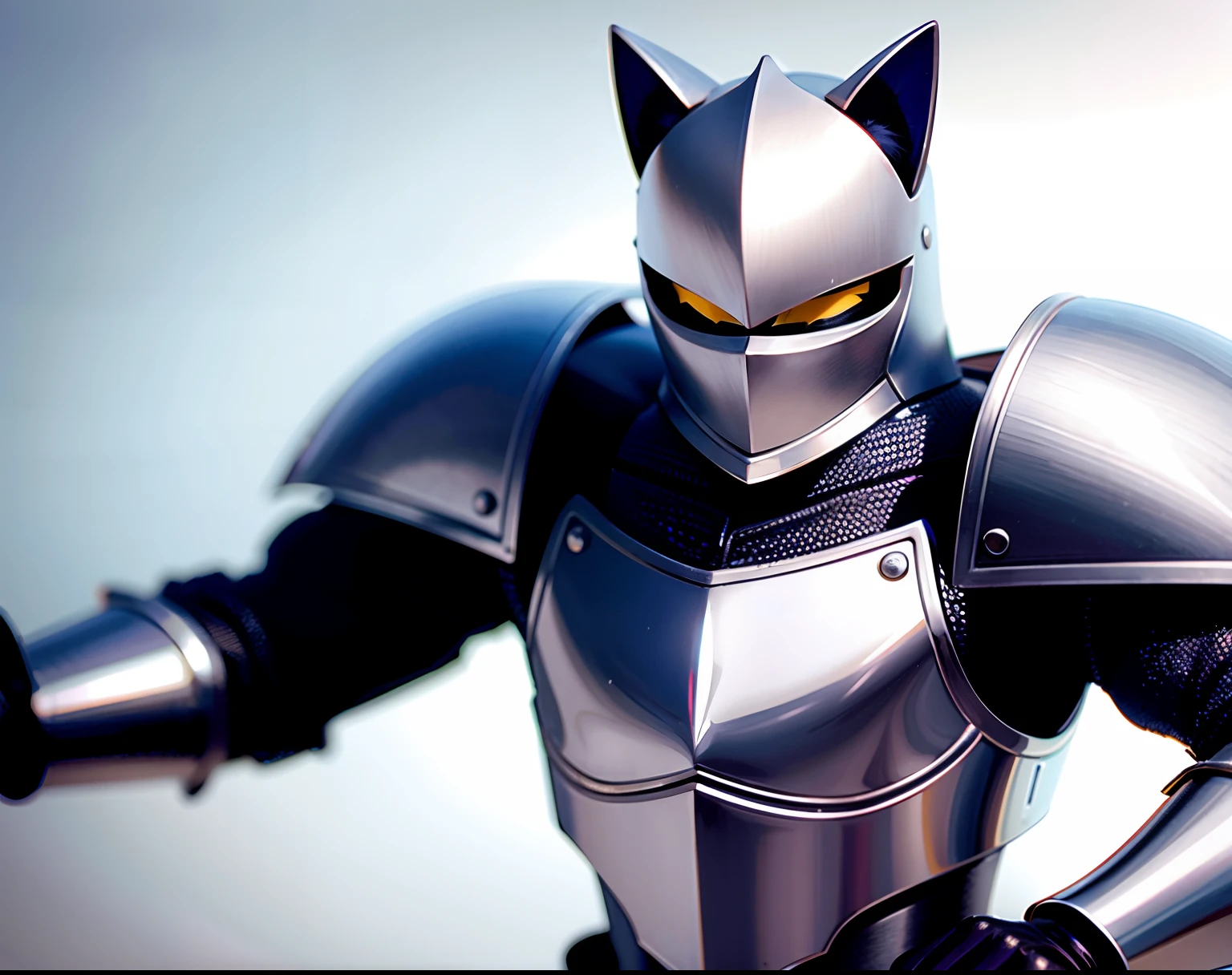 cat knight , silver armor