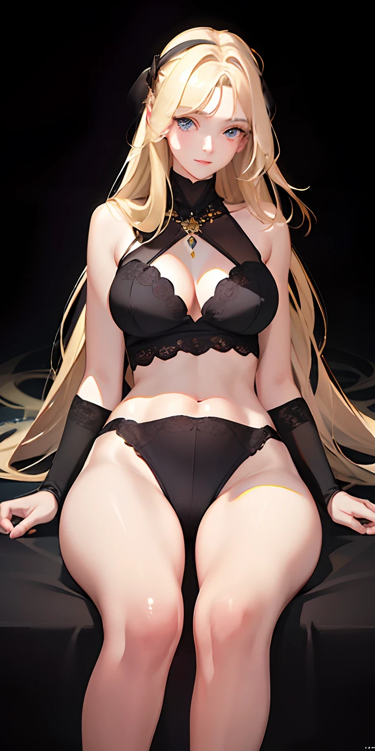 (photorealistic:1.4), (masterpiece, sidelighting, finely detailed beautiful eyes: 1.2), masterpiece*portrait, realistic, 3d face, glowing eyes, shiny hair, lustrous skin, solo, embarassed, (midriff), black underwear, blonde hair,