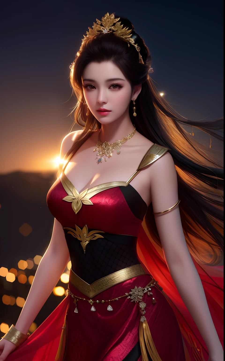 best quality, masterpiece, highres, 1girl,china dress,hair ornament,necklace, jewelry,Beautiful face,upon_body, tyndall effect,photorealistic, dark studio, rim lighting, two tone lighting,(high detailed skin:1.2), 8k uhd, dslr, soft lighting, high quality, volumetric lighting, candid, Photograph, high resolution, 4k, 8k, Bokeh
