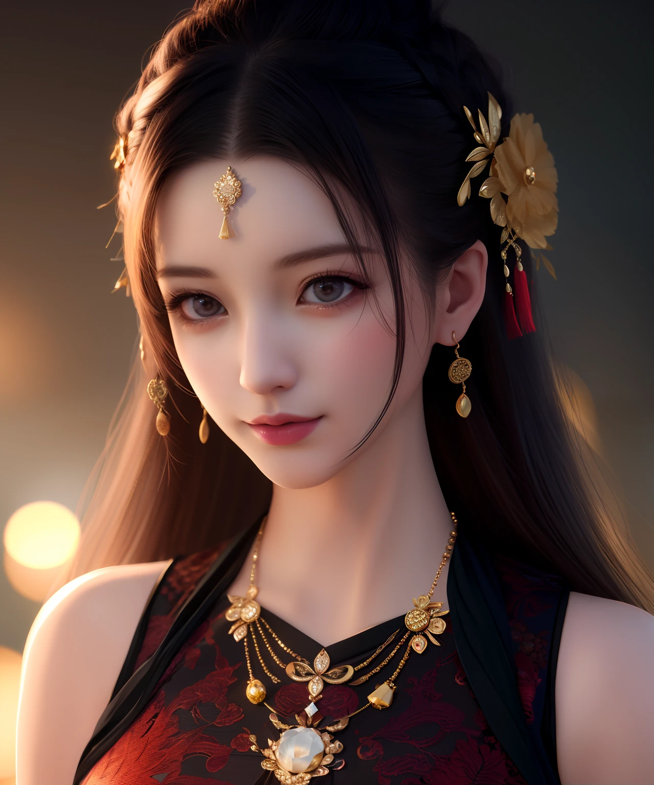 best quality, masterpiece, highres, 1girl,china dress,hair ornament,necklace, jewelry,Beautiful face,upon_body, tyndall effect,photorealistic, dark studio, rim lighting, two tone lighting,(high detailed skin:1.2), 8k uhd, dslr, soft lighting, high quality, volumetric lighting, candid, Photograph, high resolution, 4k, 8k, Bokeh,