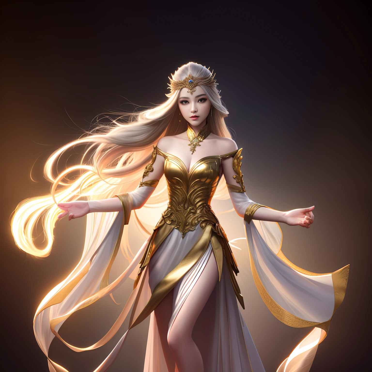 masterpiece, best quality, masterpiece,best quality,official art,extremely detailed CG unity 8k wallpaper,looking at the audience,
buttocks high,small buttocks,gold hair,flowing hair,sheer dress,slim waist,long white legs,