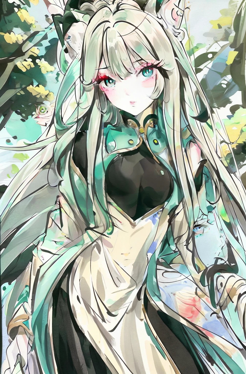 best quality, masterpiece, 
woman, 
windblown blonde hair,
emerald eyes,

  