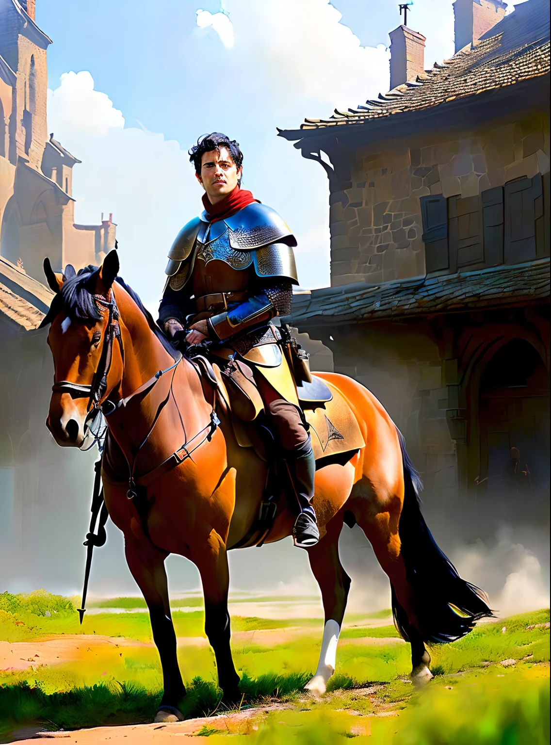 modelshoot style, (extremely detailed CG unity 8k wallpaper), full shot body photo of the most beautiful artwork in the world, medieval armor, professional majestic oil painting by Ed Blinkey, Atey Ghailan, Studio Ghibli, by Jeremy Mann, Greg Manchess, Antonio Moro, trending on ArtStation, trending on CGSociety, Intricate, High Detail, Sharp focus, dramatic, photorealistic painting art by midjourney and greg rutkowski