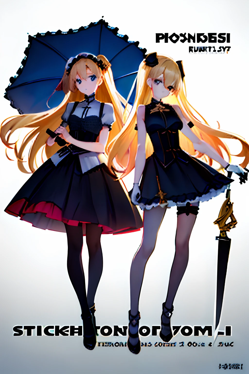 masterpiece, best quality, Blonde hair,Blue eyes,Stand on the roof,Turn back,With a knife,Black clothes。