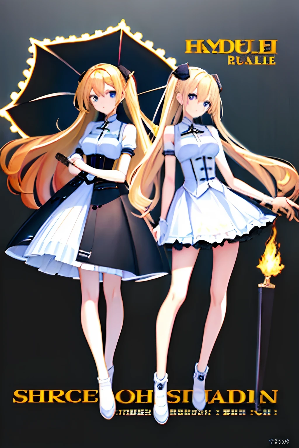 masterpiece, best quality, Blonde hair,Blue eyes,Stand on the roof,Turn back,With a knife,Black clothes。