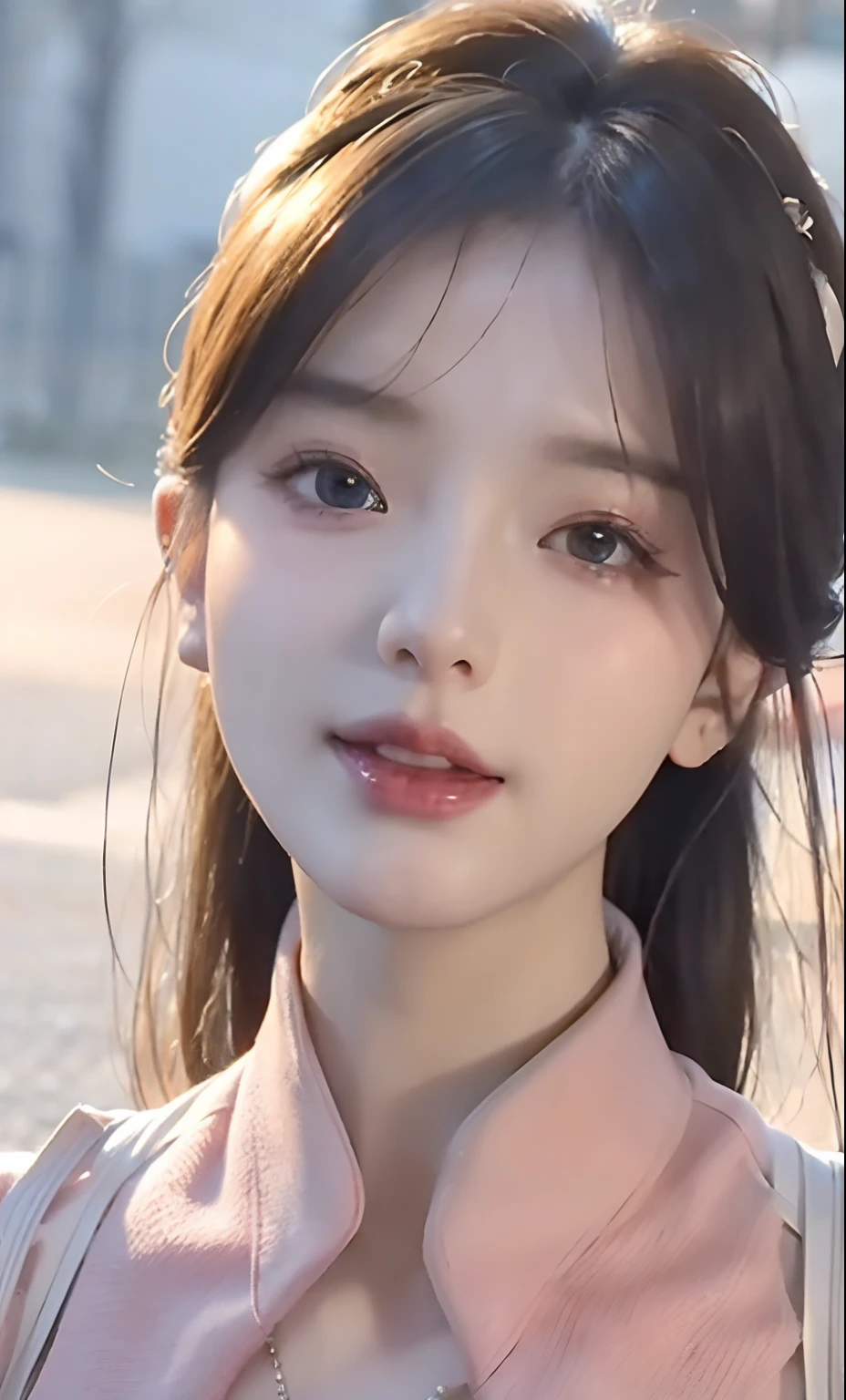 (8k, RAW photo, photorealistic:1.25) ,( lipgloss, eyelashes, gloss-face, glossy skin, best quality, ultra highres, depth of field, chromatic aberration, caustics, Broad lighting, natural shading,Kpop idol) looking at viewer with a serene and goddess-like happiness,