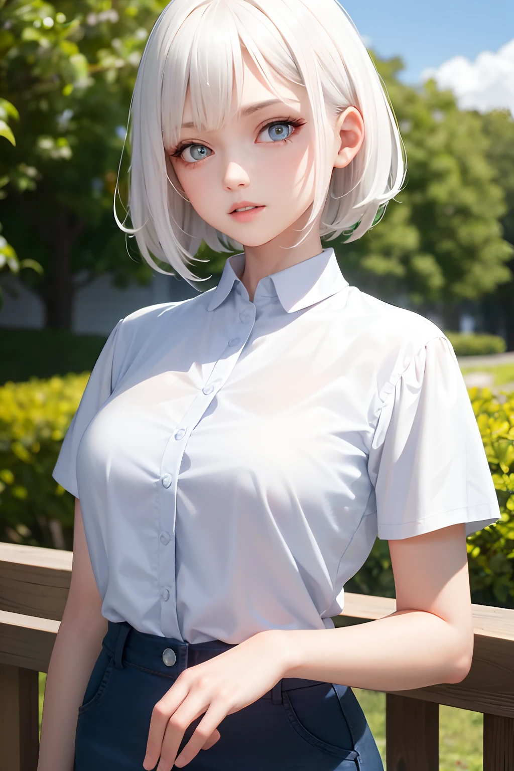 masterpiece,best quality,1girl,upper body,white hair,bright eyes,shirts,