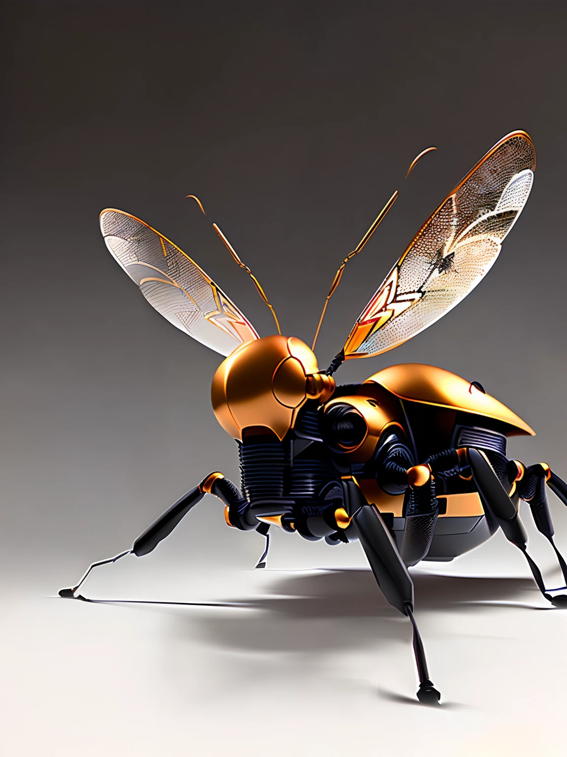 (extremely detailed CG octane render 8k wallpaper), full shot body photo of a (((sci-fi))) insects (robot) (((insect))), red details, gold details, bionic, pattern, ((electronic)), (((circuit board))), blueprint, schematic, a black hexagonal futuristic alien landscape in the background, ornate, shiny, polished, metallic, reflections, professional majestic oil painting by Ed Blinkey, Atey Ghailan, Studio Ghibli, by Jeremy Mann, Greg Manchess, Antonio Moro, trending on ArtStation, trending on CGSociety, Intricate, High Detail, Sharp focus, dramatic, by midjourney, realism, beautiful and detailed lighting, shadows, by Jeremy Lipking, by Antonio J. Manzanedo, by Frederic Remington, by HW Hansen, by Charles Marion Russell, by William Herbert Dunton