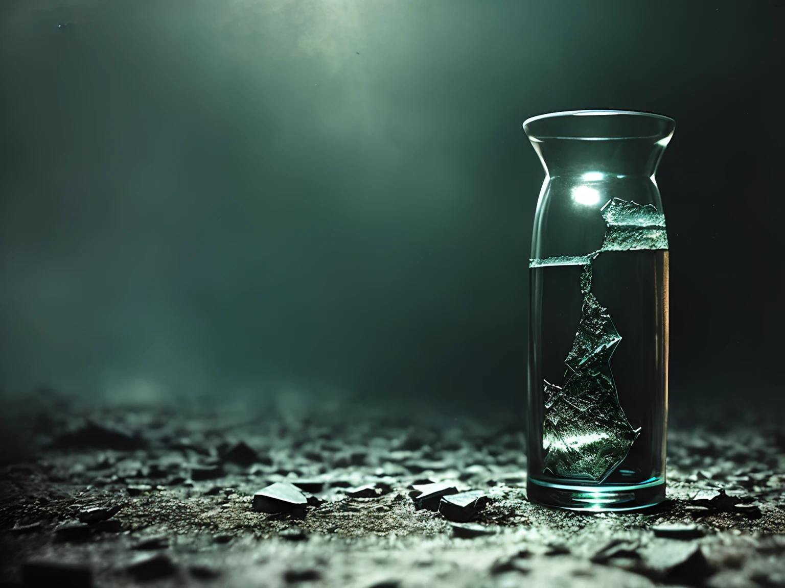 dark photoshot, hyperrealistic (((portrait))) of glass 1vase refraction, postapocalyptic ruins background,(((HDR+))), 4mm, 8k textures, soft cinematic light, adobe lightroom, photolab, hdr, intricate, elegant, highly detailed, sharp focus, ((((cinematic look)))), soothing tones, insane details, intricate details, hyperdetailed, low contrast, soft cinematic light, dim colors, exposure blend, faded, slate atmosphere