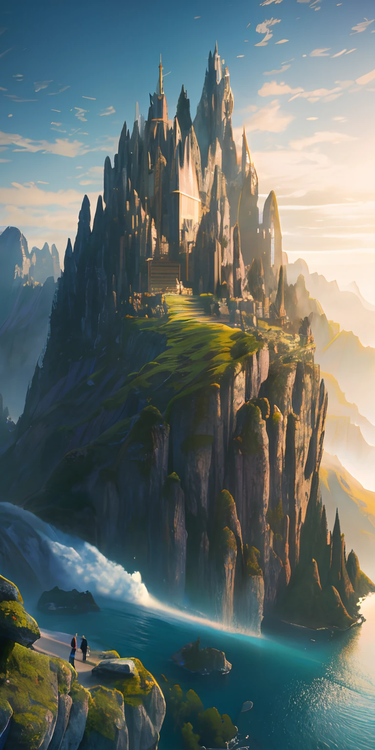 masterpiece, best quality, high quality, extremely detailed CG unity 8k wallpaper, scenery, outdoors, sky, cloud, day, no humans, mountain, landscape, water, tree, blue sky, waterfall, cliff, nature, lake, river, cloudy sky,award winning photography, Bokeh, Depth of Field, HDR, bloom, Chromatic Aberration ,Photorealistic,extremely detailed, trending on artstation, trending on CGsociety, Intricate, High Detail, dramatic, art by midjourney