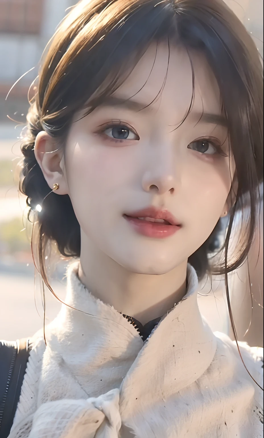 (8k, RAW photo, photorealistic:1.25) ,( lipgloss, eyelashes, gloss-face, glossy skin, best quality, ultra highres, depth of field, chromatic aberration, caustics, Broad lighting, natural shading,Kpop idol) looking at viewer with a serene and goddess-like happiness,