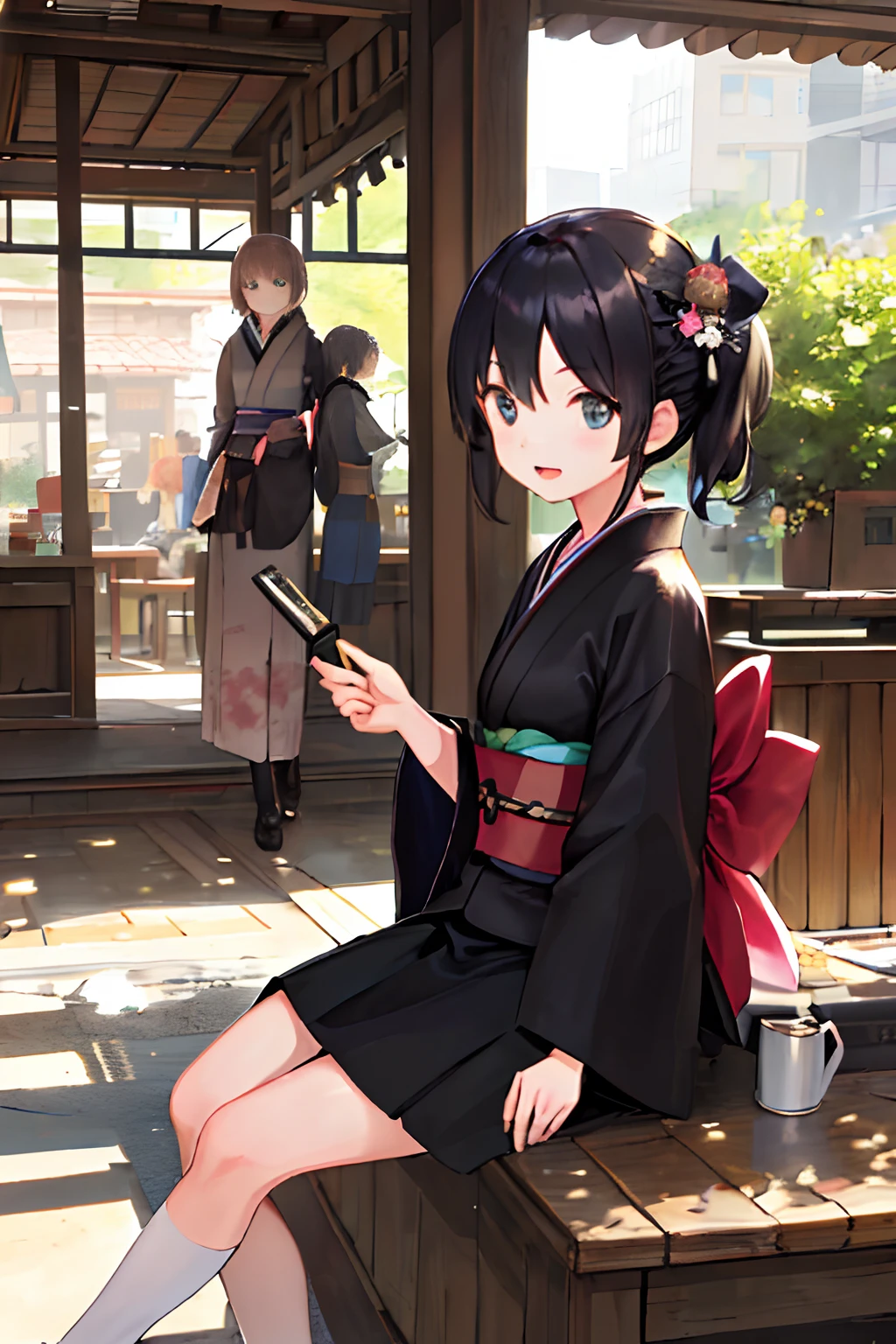 ((masterpiece,best quality)),1girls, black kimono