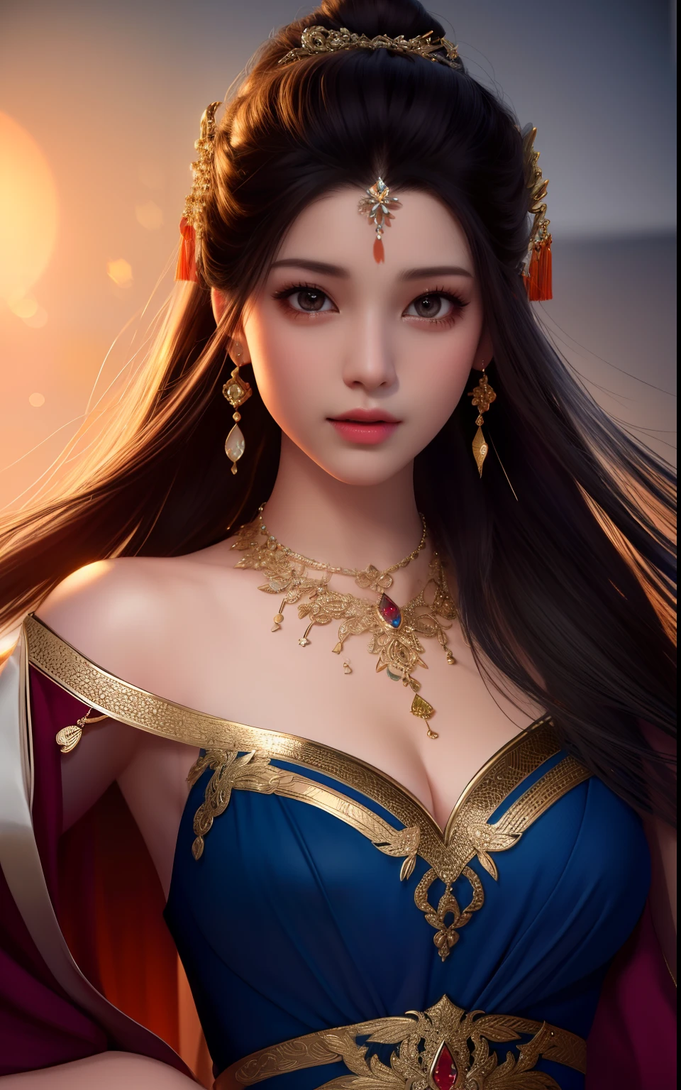 best quality, masterpiece, highres, 1girl,china dress,hair ornament,necklace, jewelry,Beautiful face,upon_body, tyndall effect,photorealistic, dark studio, rim lighting, two tone lighting,(high detailed skin:1.2), 8k uhd, dslr, soft lighting, high quality, volumetric lighting, candid, Photograph, high resolution, 4k, 8k, Bokeh