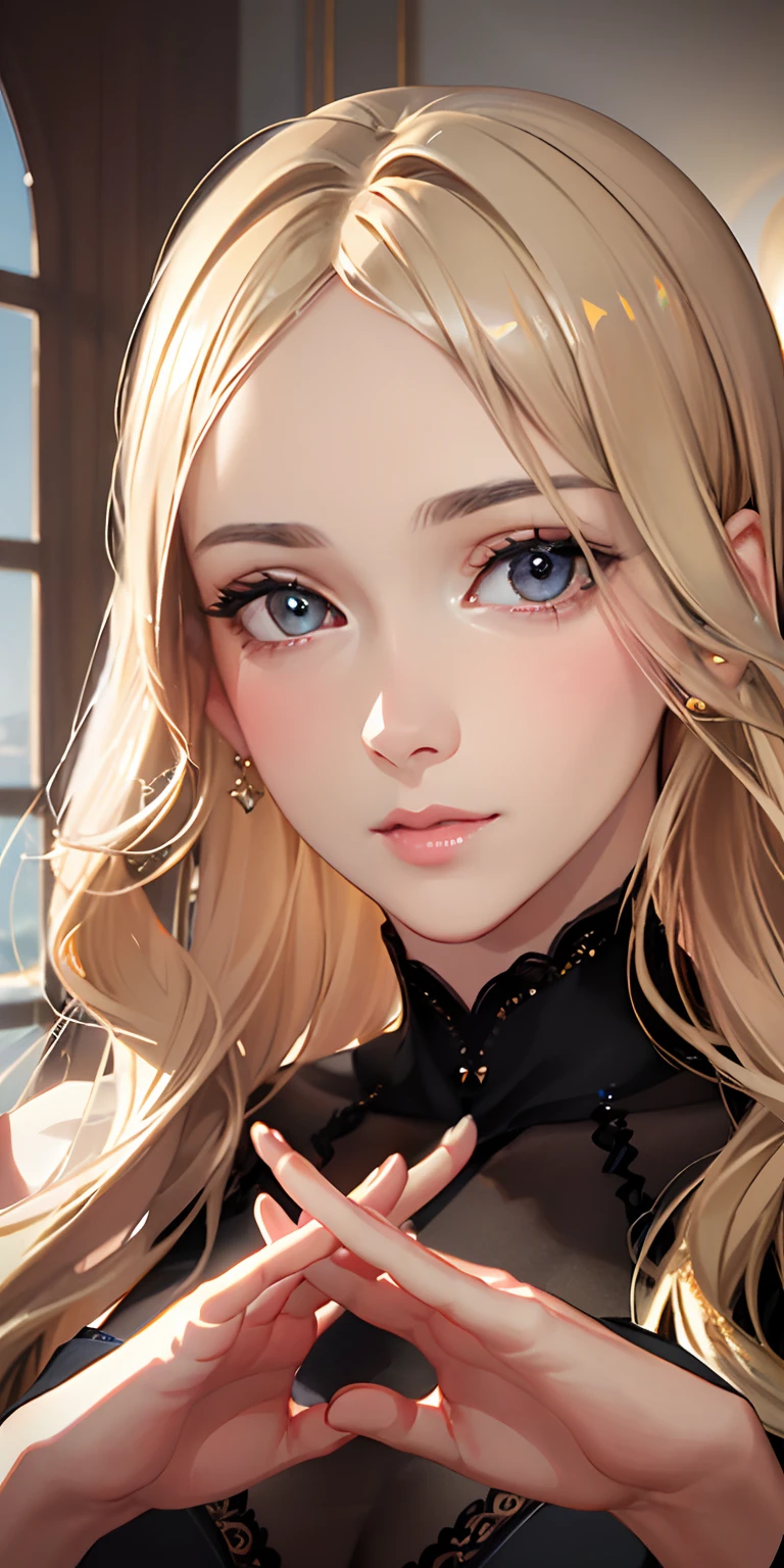 (photorealistic:1.4), (masterpiece, sidelighting, finely detailed beautiful eyes: 1.2), masterpiece*portrait, realistic, 3d face, glowing eyes, shiny hair, lustrous skin, solo, embarassed, (midriff), black underwear, blonde hair,