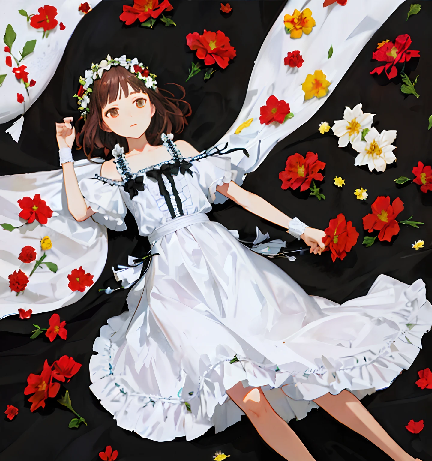 carnation,garland,Realistic,Black background