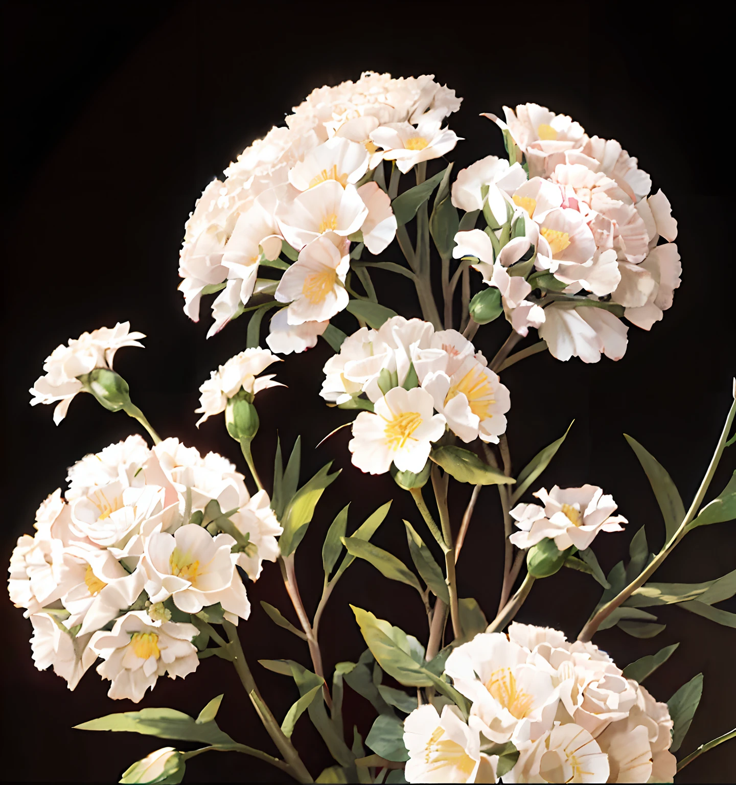 carnation，garland，Realistic，Black background