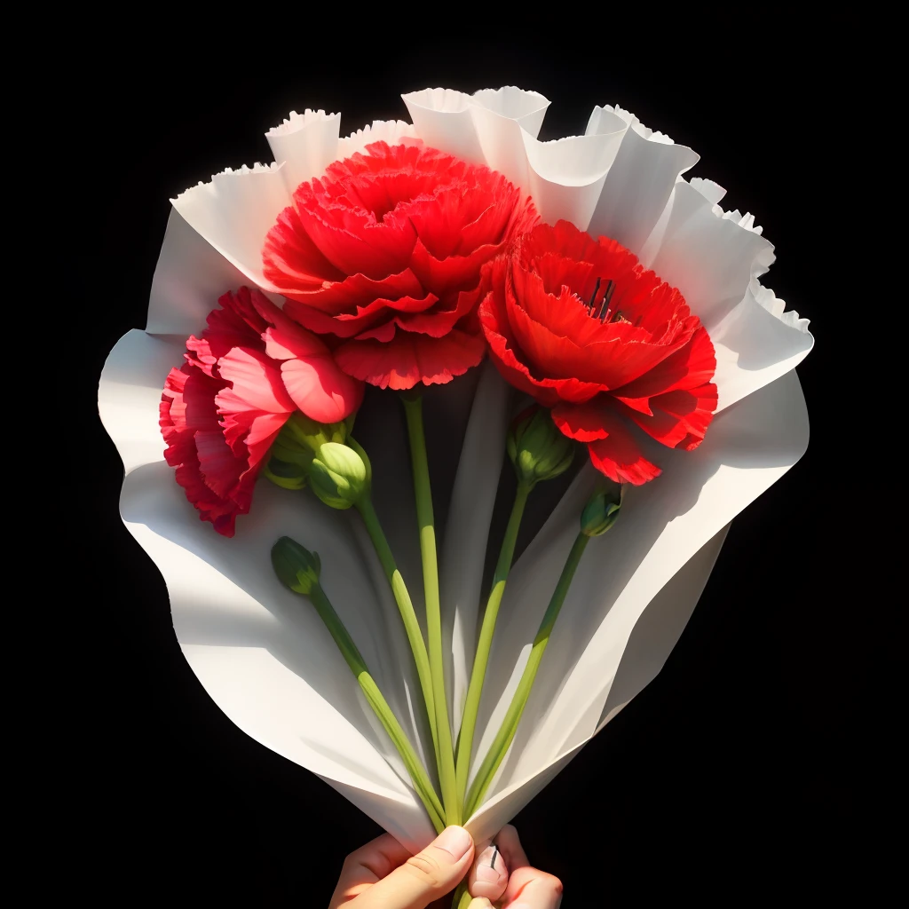 carnation，garland，Realistic，Black background