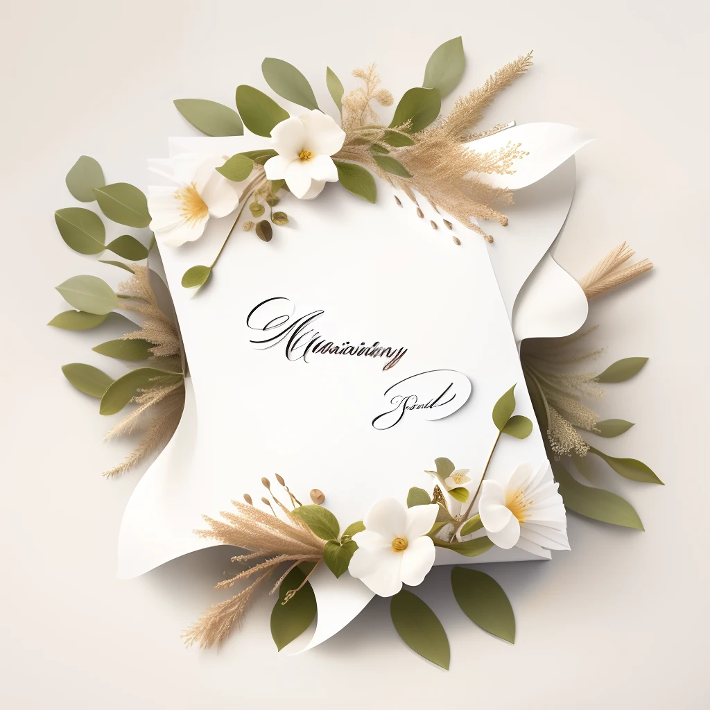 a greeting card，white，exquisite，vine，Realistic，close，Sands，Heads-up