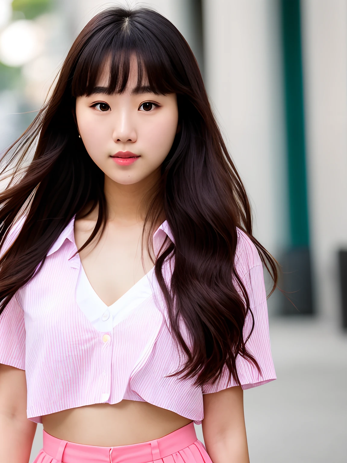 ultra real detailed, RAW photo,best quality, (realistic:1.2), 1 korean college girl who looks like iu, 16k UHD, hand finger length ultra detail, dslr, background super high resolution quality, finger ultra quality, hair wave, 5 fingers, a-cup full body picture, fujifilm XT3, full body shot, professional color graded, physically based rendering, highres, front, f 2.4, 35mm