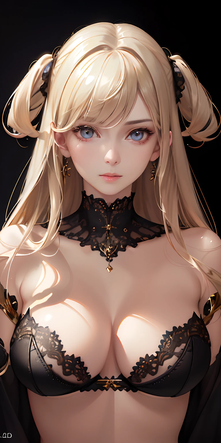 (photorealistic:1.4), (masterpiece, sidelighting, finely detailed beautiful eyes: 1.2), masterpiece*portrait, realistic, 3d face, glowing eyes, shiny hair, lustrous skin, solo, embarassed, (midriff), black underwear, blonde hair,