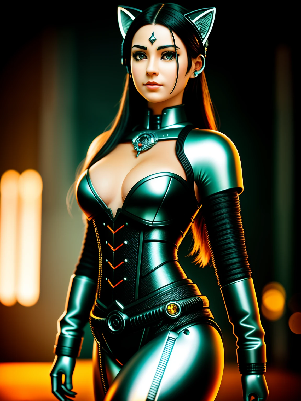 a cute kitten made out of metal, (cyborg:1.1), ([tail | detailed wire]:1.3), (intricate details), hdr, (intricate details, hyperdetailed:1.2), cinematic shot, vignette, centered