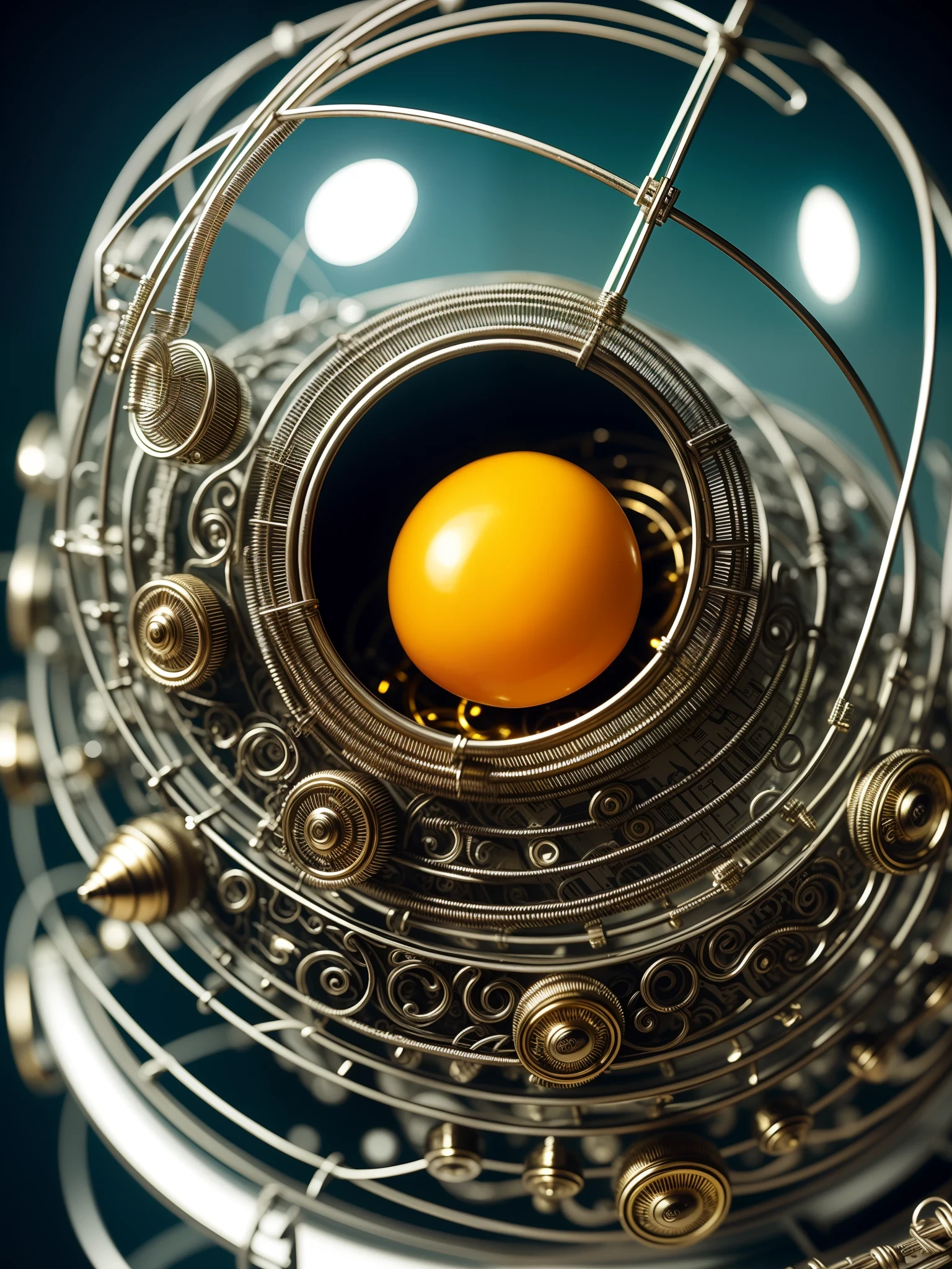 a egg kitten made out of metal, (cyborg:1.1), ([tail | detailed wire]:1.3), (intricate details), hdr, (intricate details, hyperdetailed:1.2), cinematic shot, vignette, centered