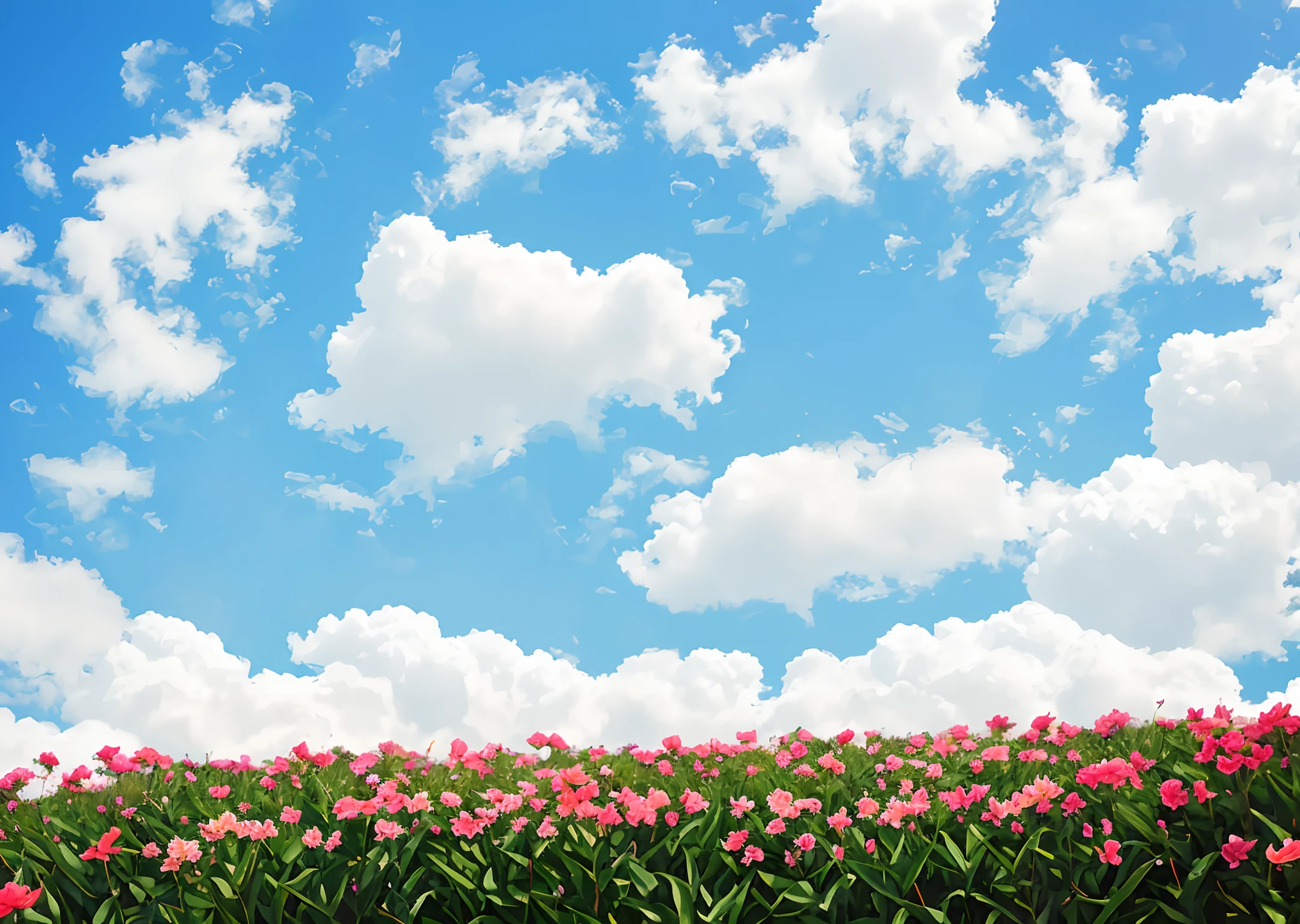 Among the flowers，carnation，big grass,Heads-up，blue sky