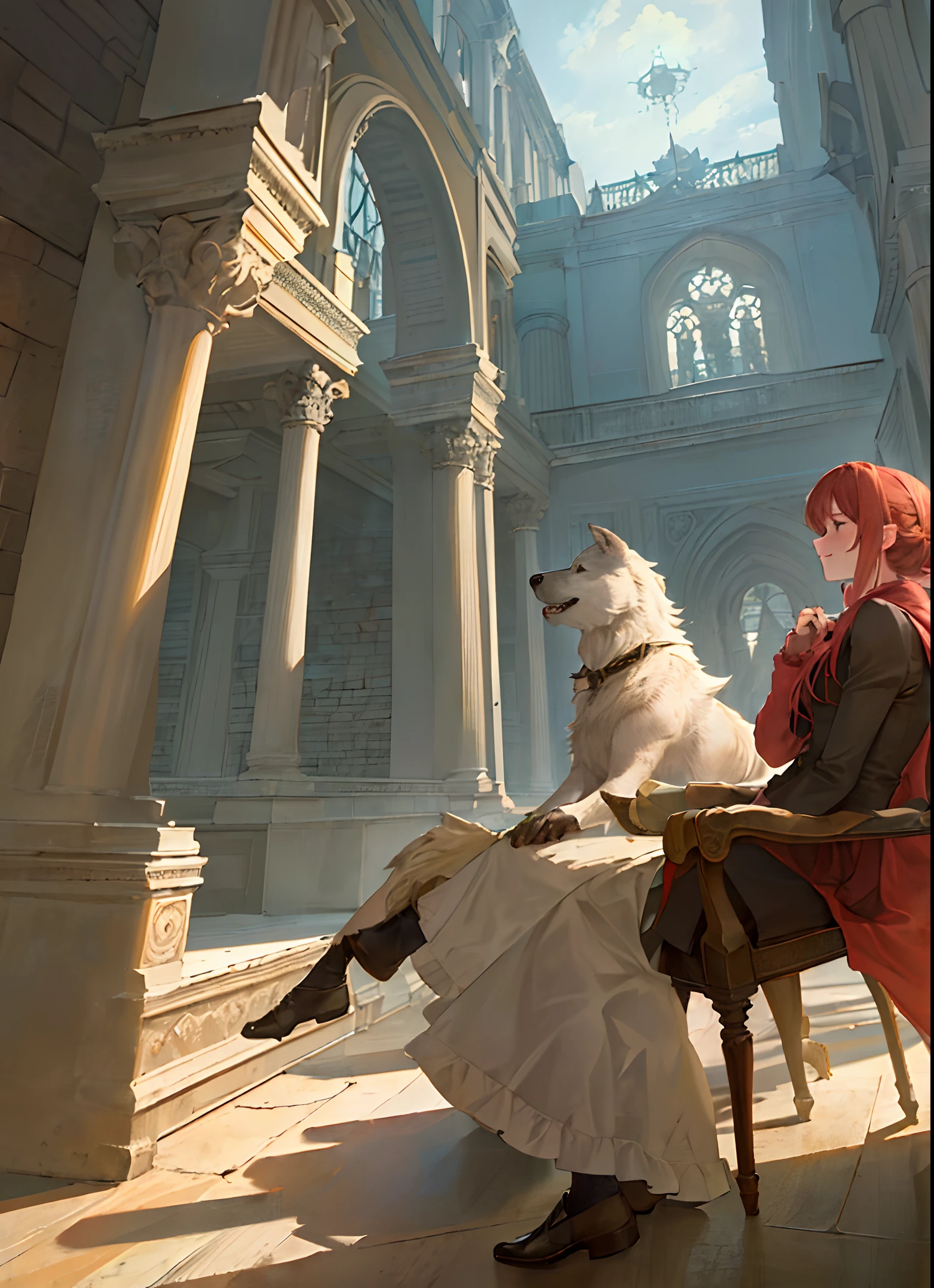 "(((Masterpiece))), Best quality, Ultra-high resolution, Ultra-detailed RAW photo, Illustration of tranquil European countryside featuring a castle, brick pathways, bright moonlight, and ferocious werewolf howling at the moon."