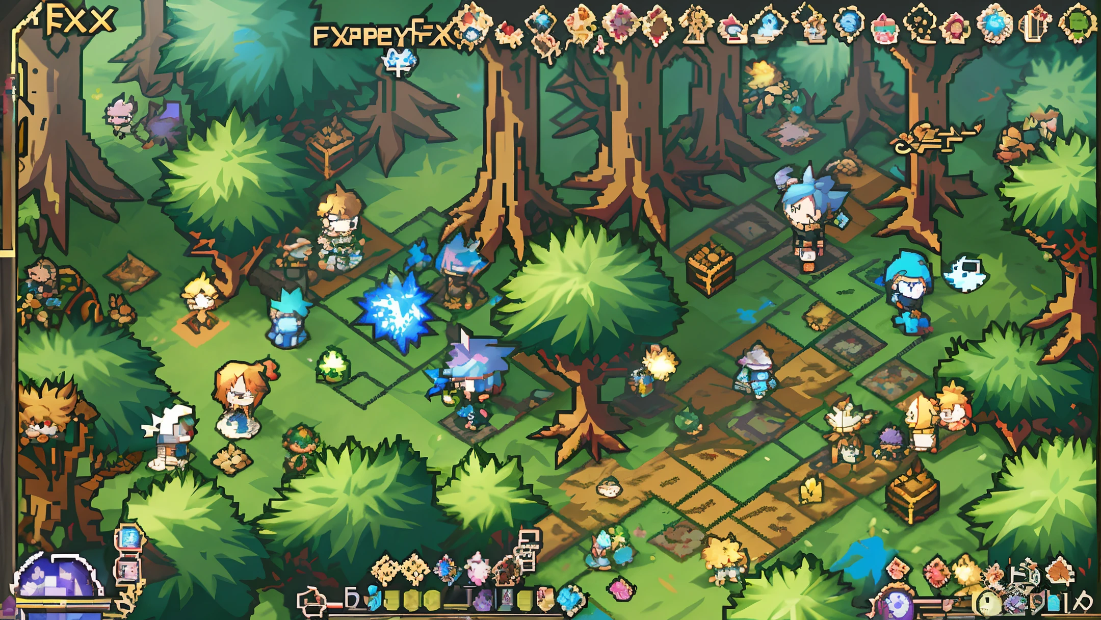 scene, MapleStory,nexon game, firefly forest, mysterious, hidden, pixel style,((masterpiece))