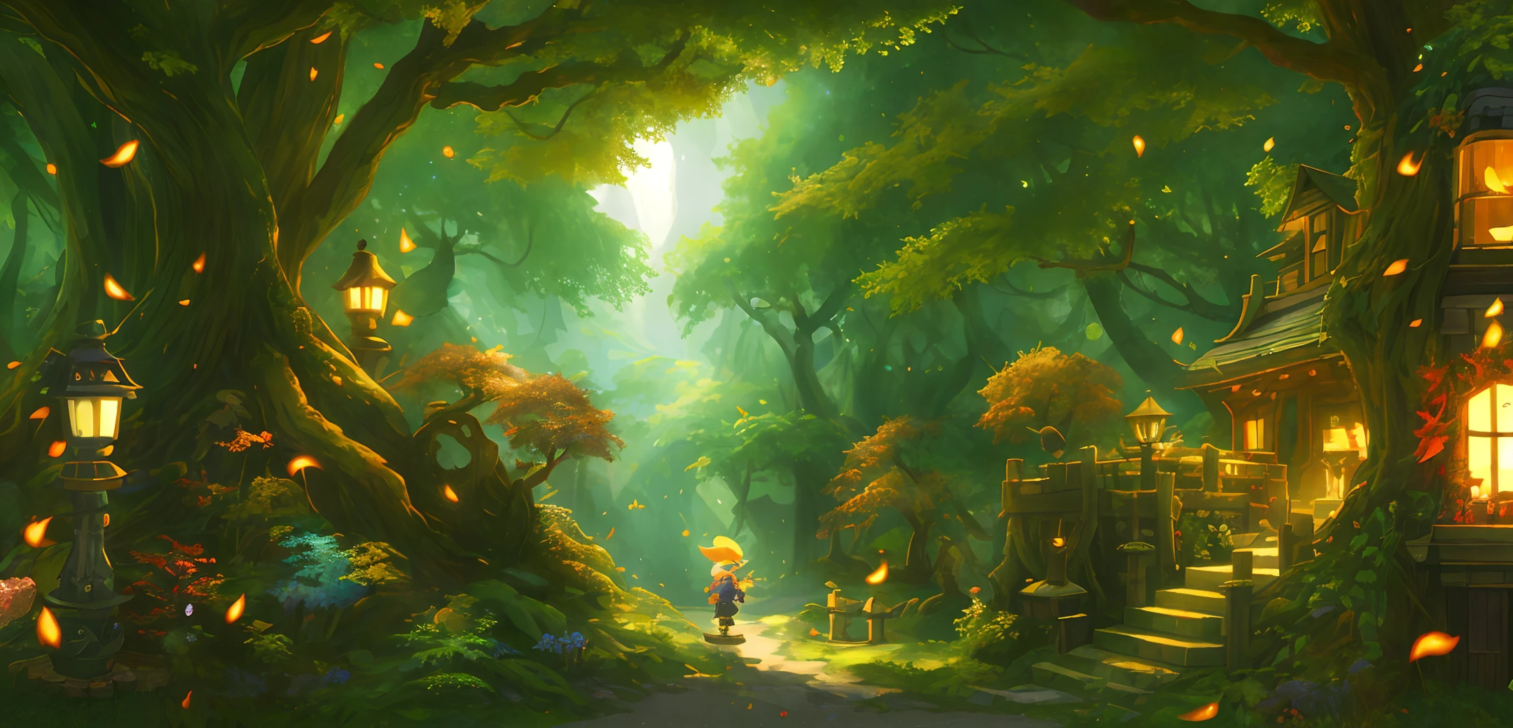 ((masterpiece)),scene, MapleStory, firefly forest, mysterious, hidden, pixel