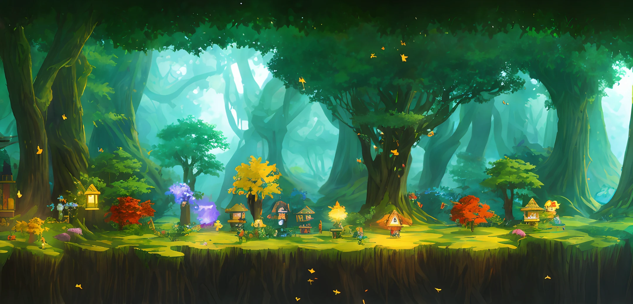 ((masterpiece)),scene, MapleStory, firefly forest, mysterious, hidden, pixel