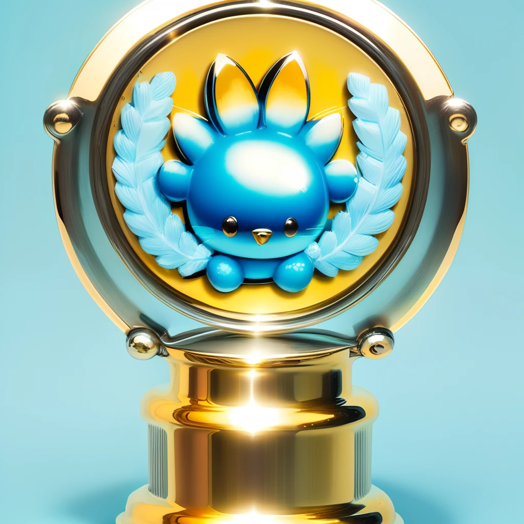 Best quality, trophy, cute, POP MART style, metal trophy, no background