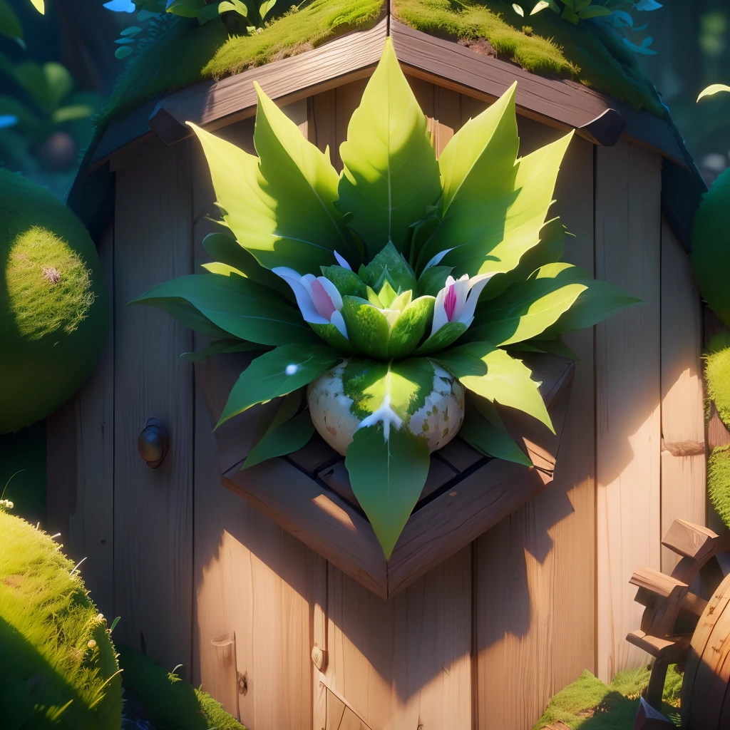 masterpiece, best quality, (extremely detailed CG unity 8k wallpaper), (best quality), (best illustration), (best shadow), A round turnip hut covered with moss, isometric 3D, octane render,ray tracing,ultra detailed